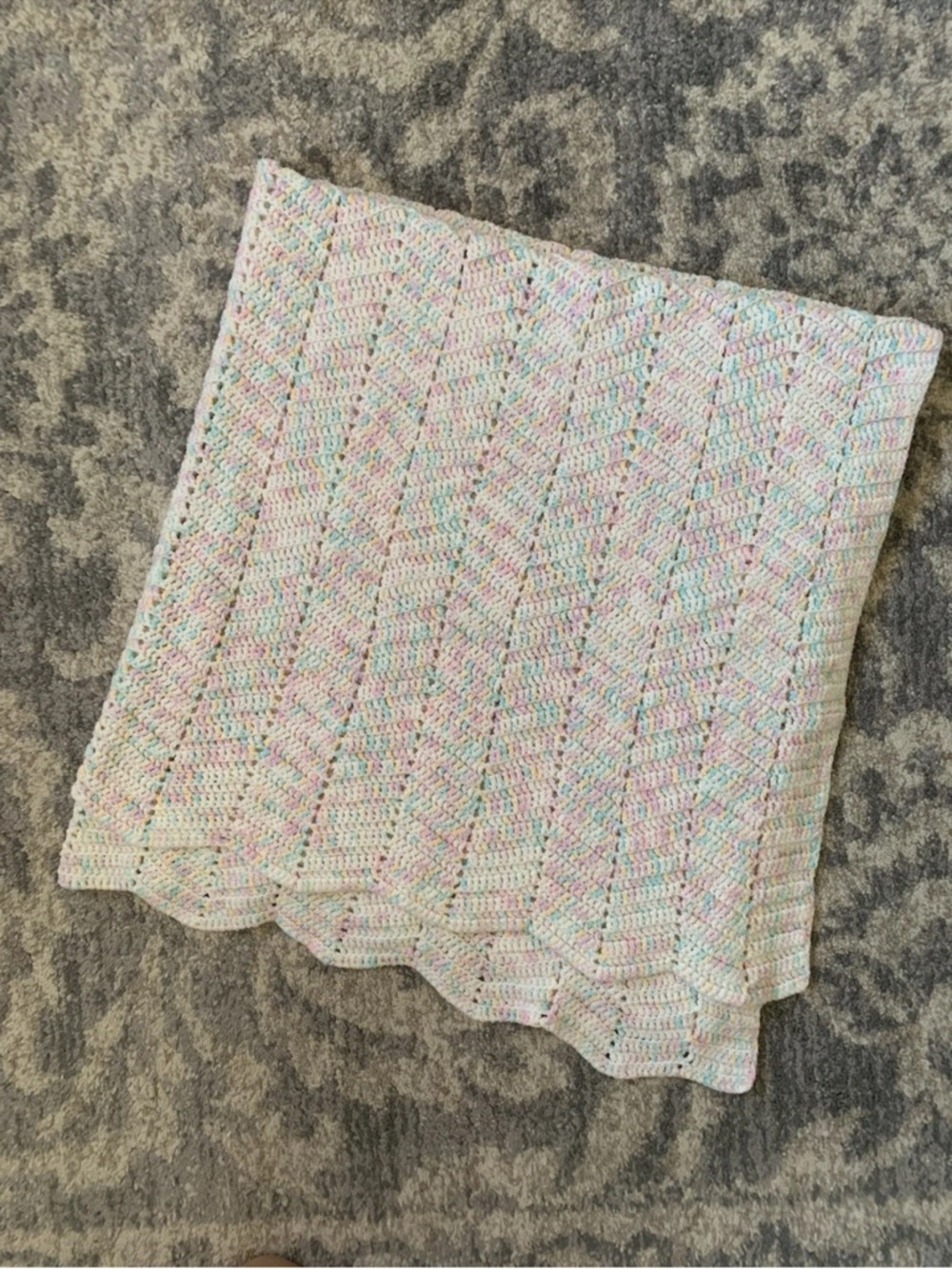 Cozy knit baby blanket Size: 45"x45"
Handmade Light Colors